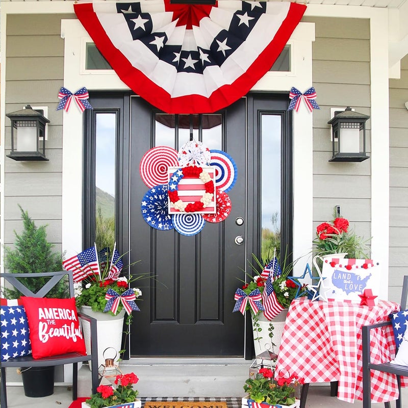 Hongsome 12 Pcs Patriotic Tree Bows Decorations,6 Inch 4th of July Ornaments for Tree Front Door Independence Day Memorial Day Veteran's Day Outdoor Red Blue White Decor - Image 4